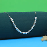 Silver Pearl With Vertical Beads Pendant Chain